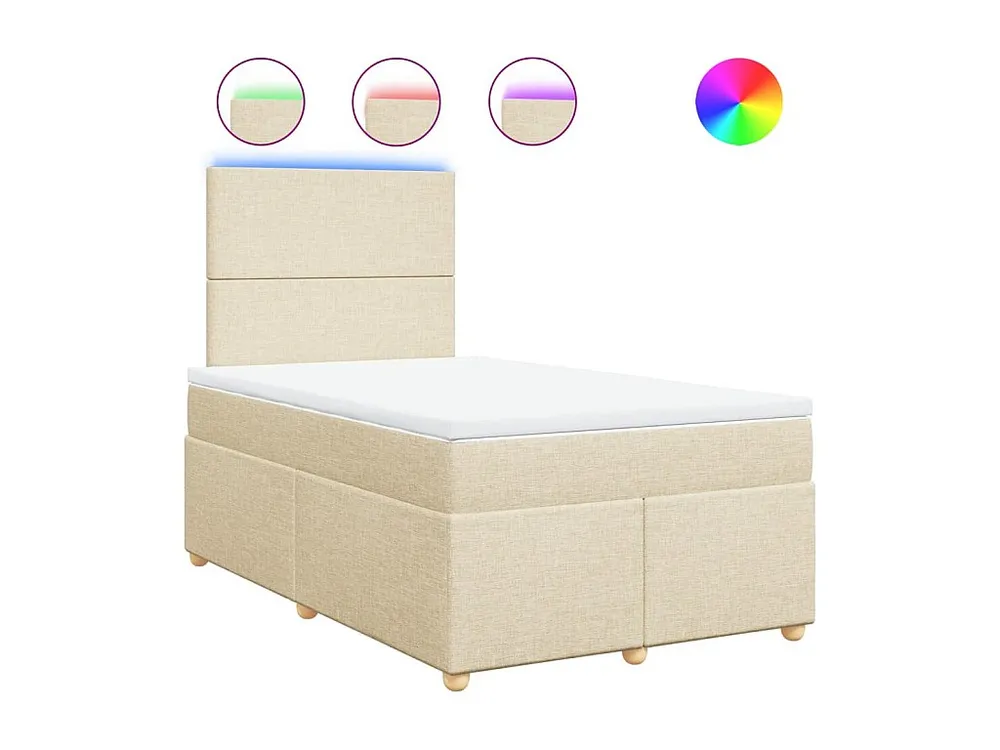 Cama boxspring com colchão 120x190 cm tecido cor creme