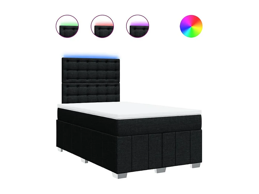 Cama boxspring com colchão 120x190 cm tecido preto