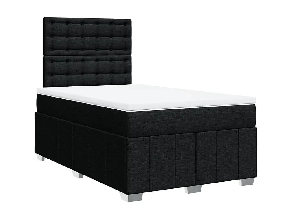 Cama boxspring com colchão 120x190 cm tecido preto