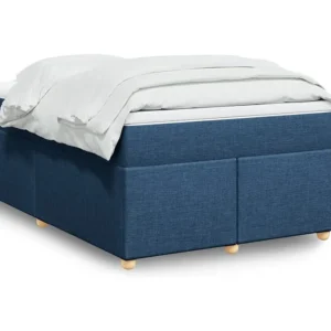 Cama boxspring com colchão 120x190 cm tecido azul