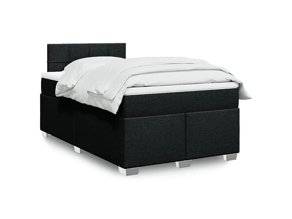 Cama boxspring com colchão 120x190 cm tecido preto