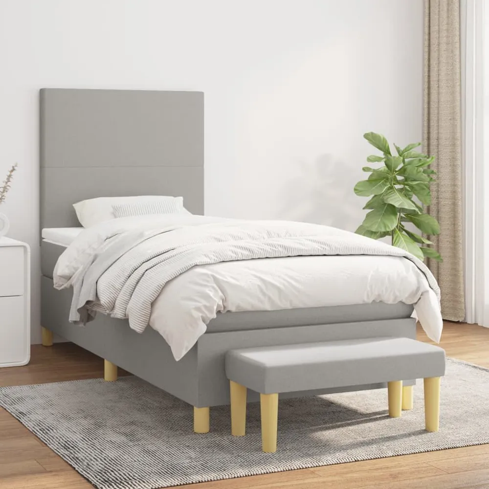 Cama boxspring com colchão 120x190 cm tecido cinzento-escuro