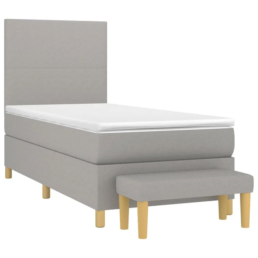 Cama boxspring com colchão 120x190 cm tecido cinzento-escuro
