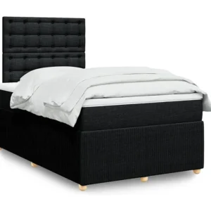 Cama boxspring com colchão 120x190 cm tecido preto