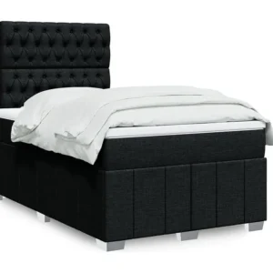 Cama boxspring com colchão 120x190 cm tecido preto