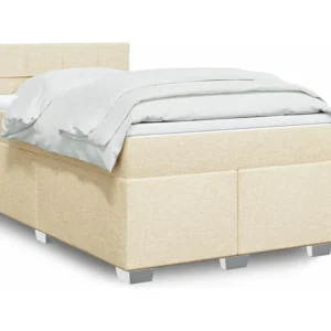 Cama boxspring com colchão 120x190 cm tecido cor creme
