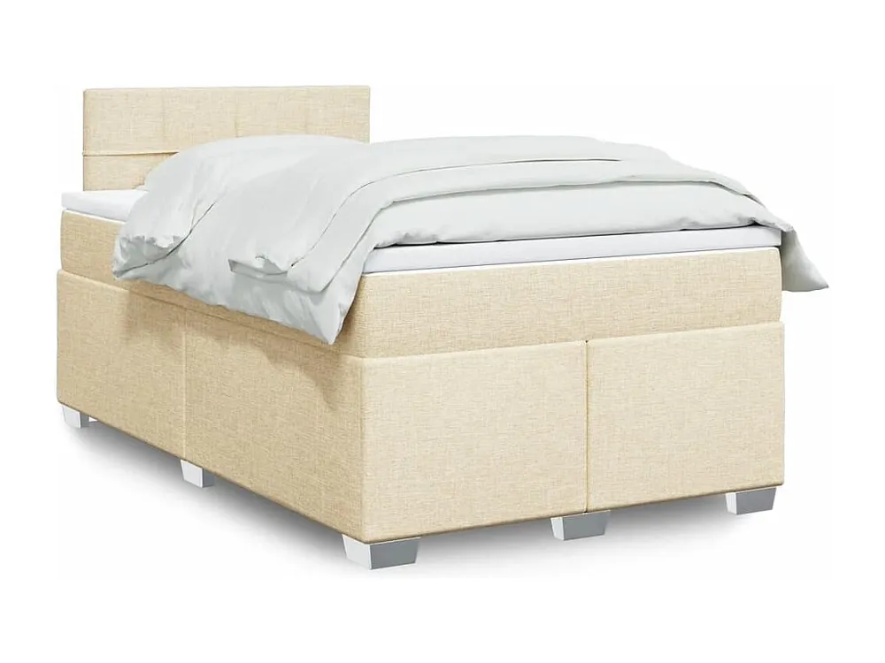 Cama boxspring com colchão 120x190 cm tecido cor creme