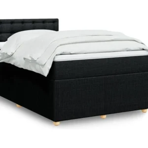 Cama boxspring com colchão 120x190 cm tecido preto