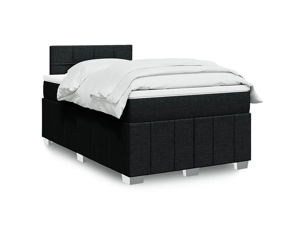 Cama boxspring com colchão 120x190 cm tecido preto