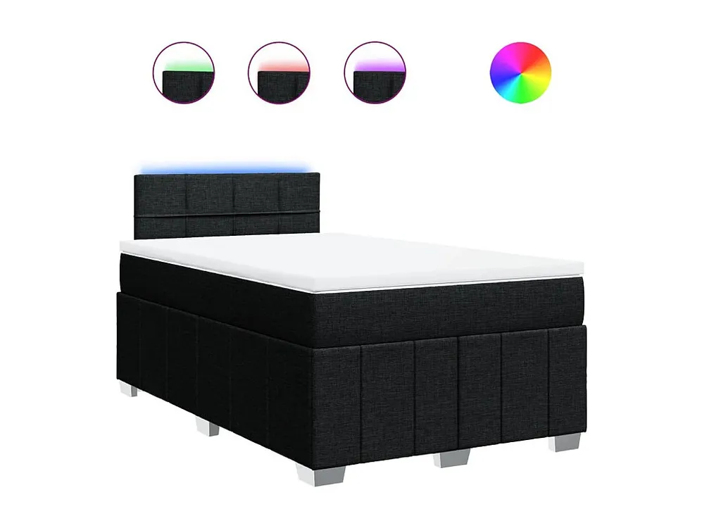 Cama boxspring com colchão 120x190 cm tecido preto