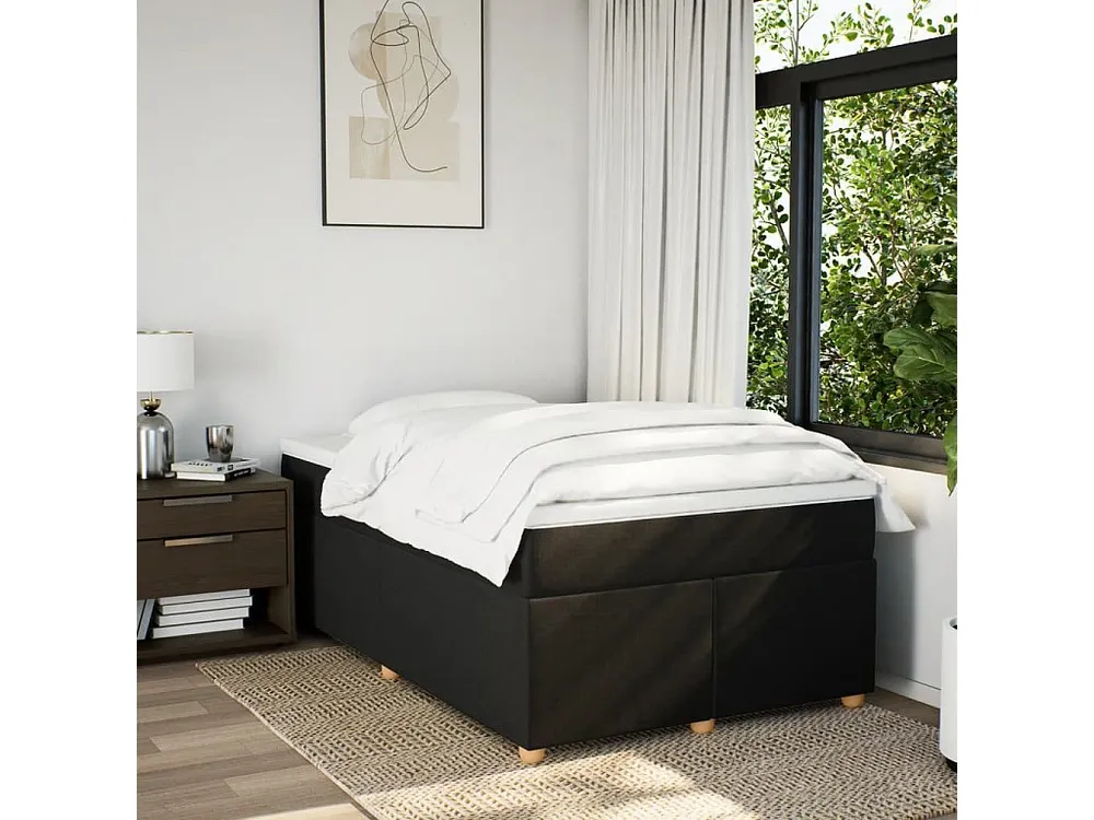 Cama boxspring com colchão 120x190 cm tecido preto