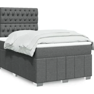 Cama boxspring com colchão 120x190 cm tecido cinzento-escuro