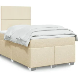 Cama boxspring com colchão 120x190 cm tecido cor creme