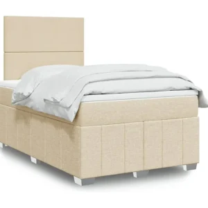 Cama boxspring com colchão 120x190 cm tecido cor creme