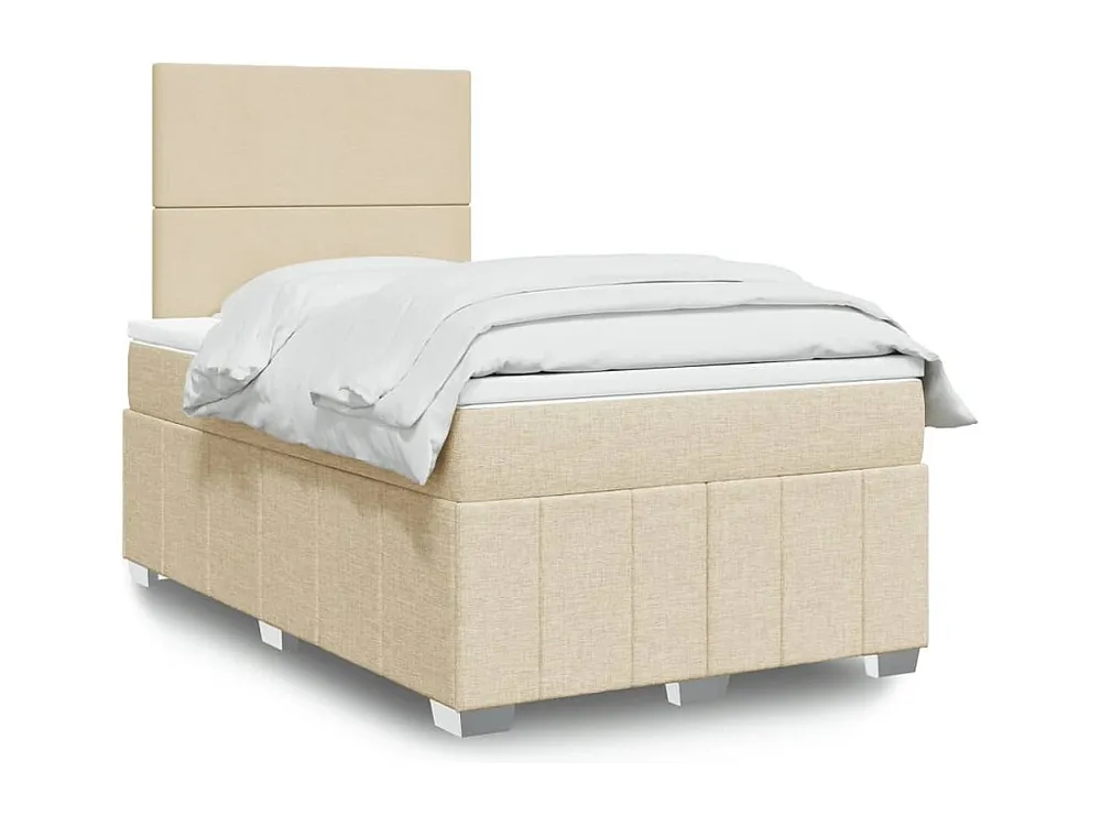 Cama boxspring com colchão 120x190 cm tecido cor creme