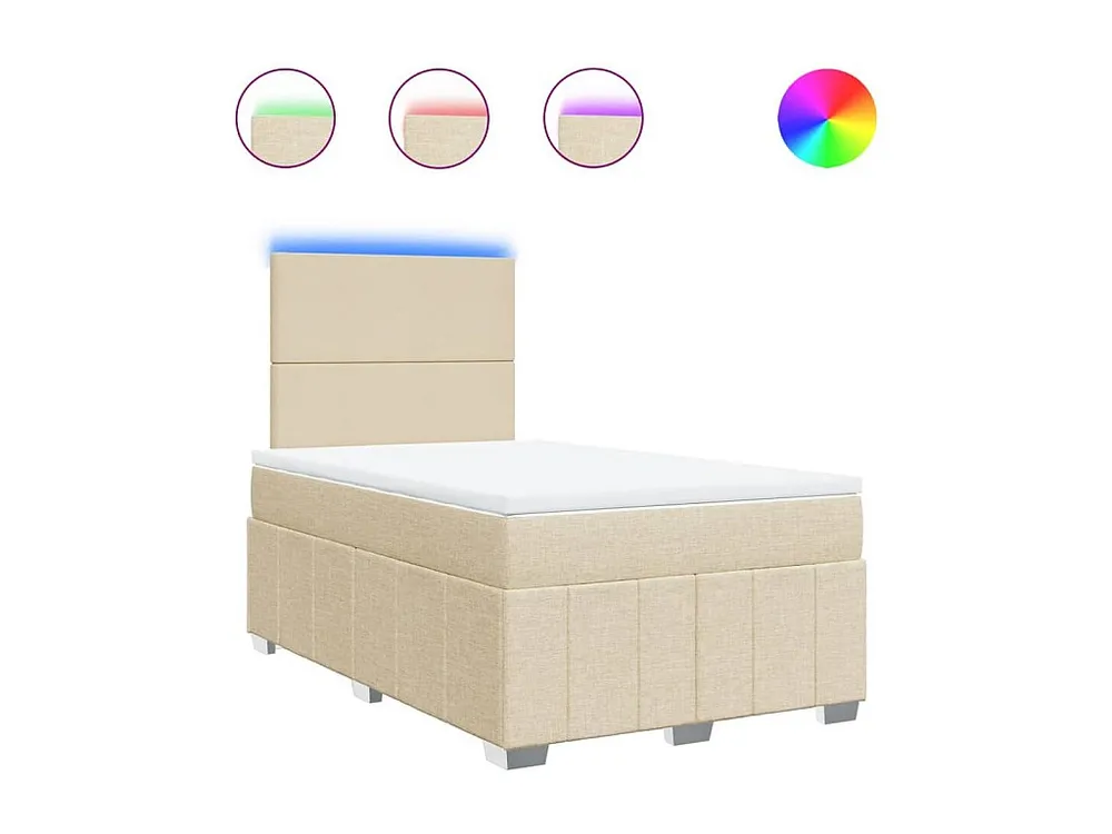 Cama boxspring com colchão 120x190 cm tecido cor creme