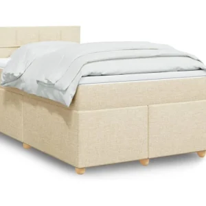Cama boxspring com colchão 120x190 cm tecido cor creme