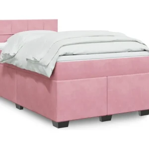 Cama boxspring com colchão 120x190 cm veludo rosa