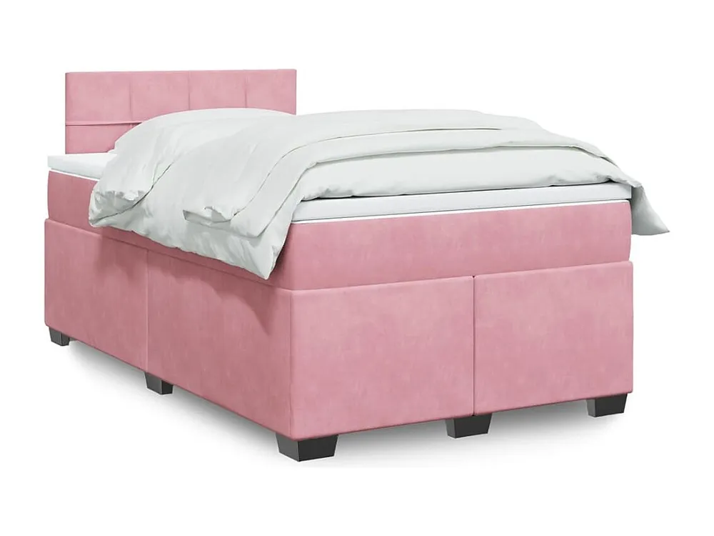 Cama boxspring com colchão 120x190 cm veludo rosa