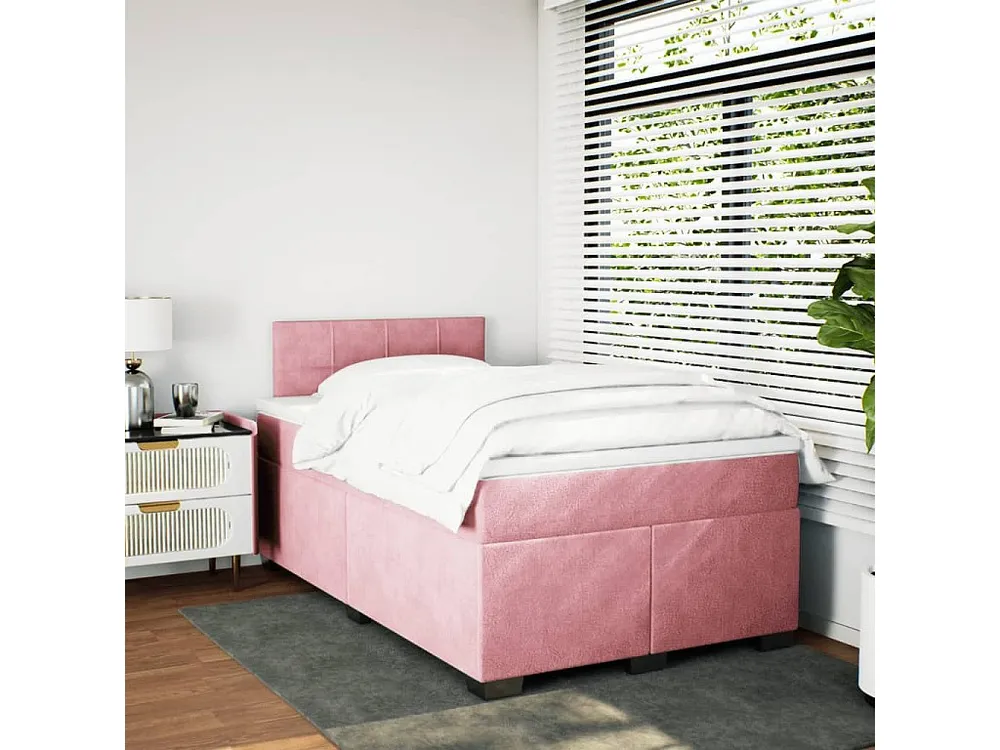 Cama boxspring com colchão 120x190 cm veludo rosa