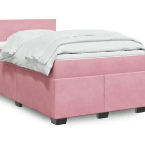 Cama boxspring com colchão 120x190 cm veludo rosa