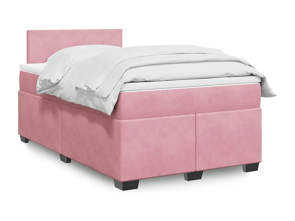 Cama boxspring com colchão 120x190 cm veludo rosa