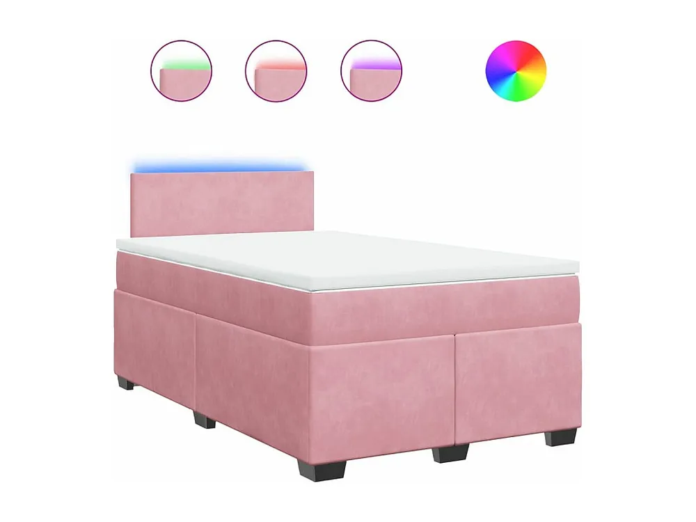 Cama boxspring com colchão 120x190 cm veludo rosa