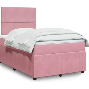 Cama boxspring com colchão 120x190 cm veludo rosa