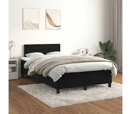 Cama boxspring com colchão 120x190 cm veludo preto