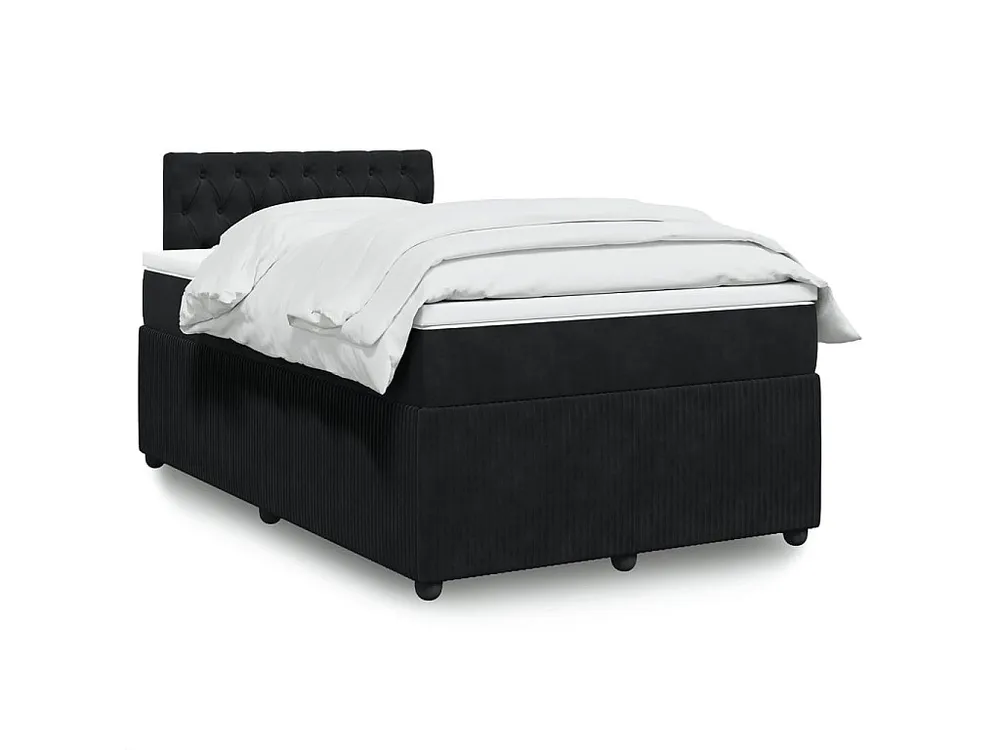 Cama boxspring com colchão 120x190 cm veludo preto