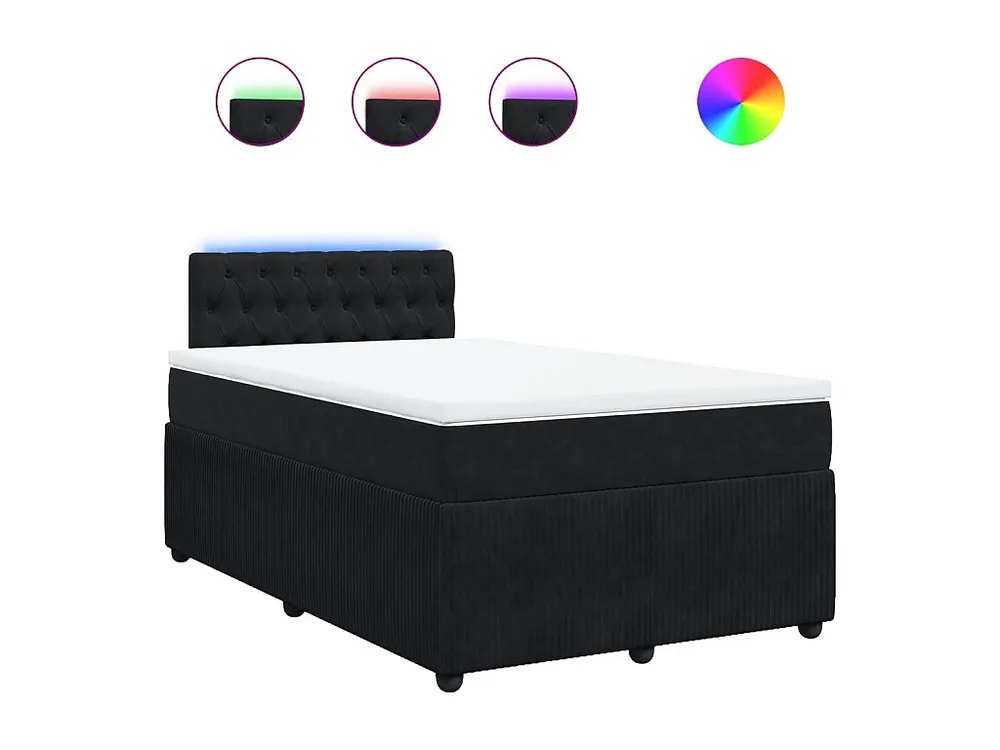 Cama boxspring com colchão 120x190 cm veludo preto