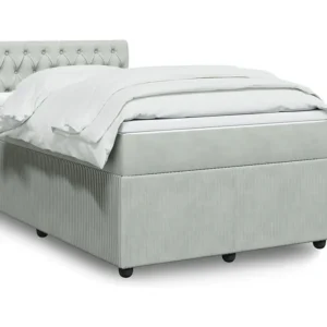 Cama boxspring com colchão 120x190 cm veludo cinzento-claro