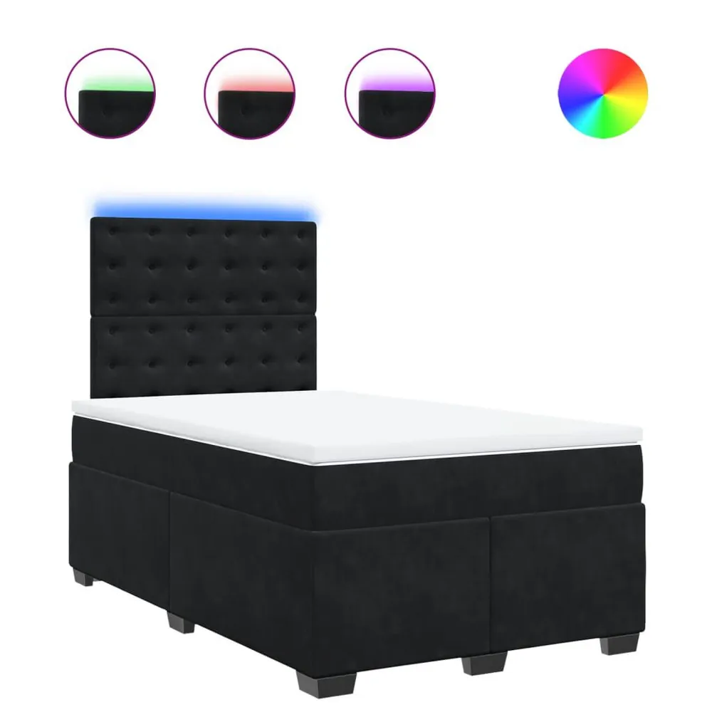 Cama boxspring com colchão 120x190 cm veludo preto