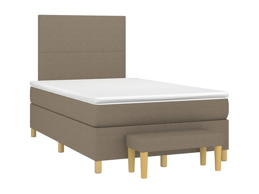 Cama boxspring com colchão 120x190cm tecido castanho-acinzentado