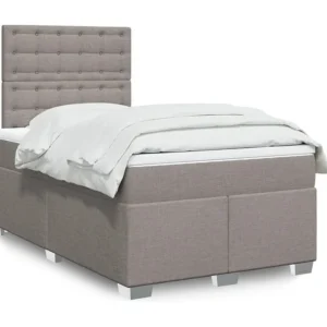 Cama boxspring com colchão 120x190cm tecido castanho-acinzentado