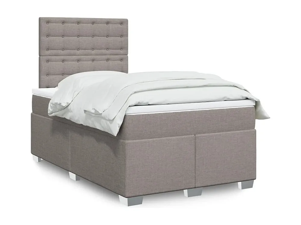 Cama boxspring com colchão 120x190cm tecido castanho-acinzentado