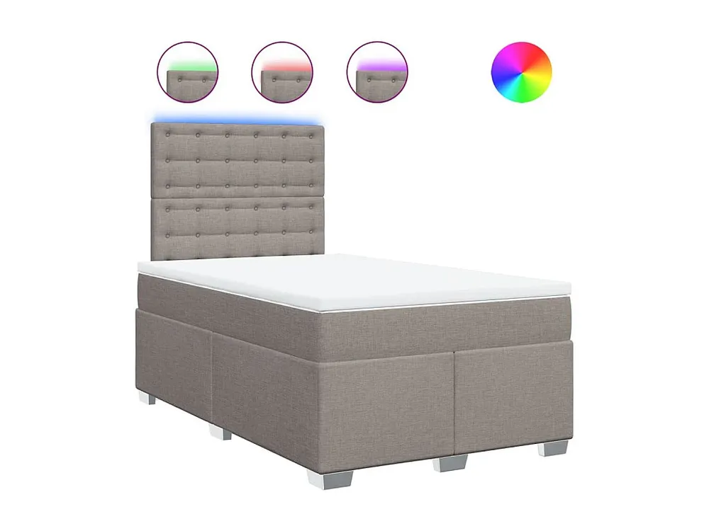 Cama boxspring com colchão 120x190cm tecido castanho-acinzentado