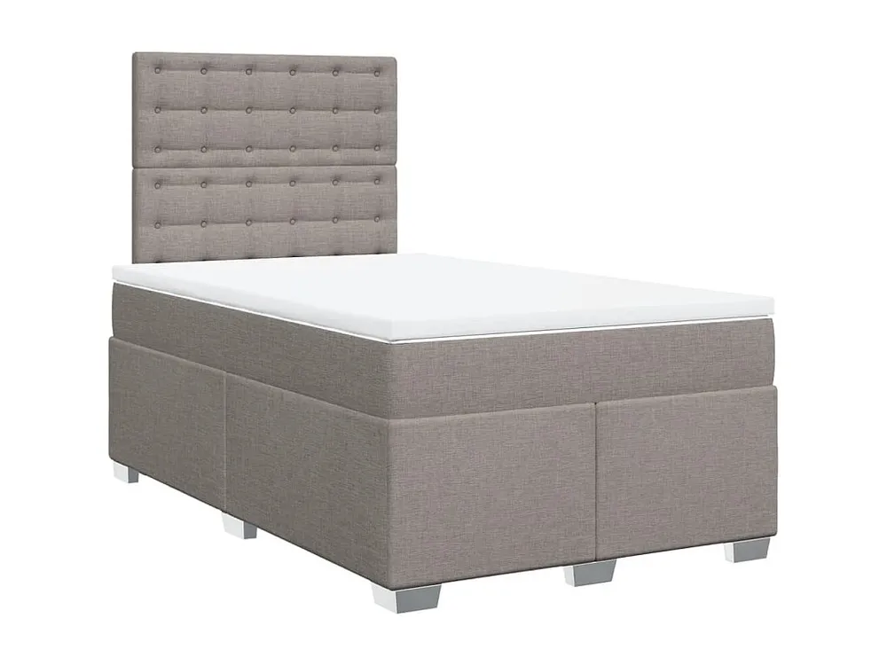 Cama boxspring com colchão 120x190cm tecido castanho-acinzentado