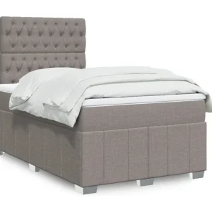 Cama boxspring com colchão 120x190cm tecido castanho-acinzentado