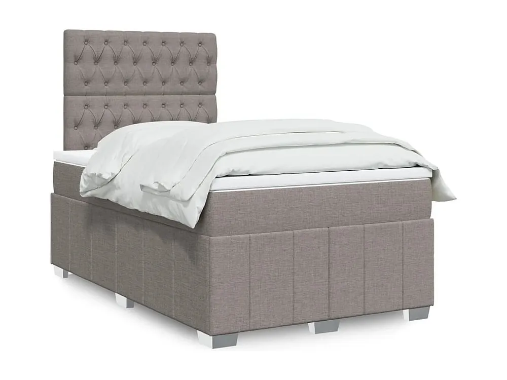 Cama boxspring com colchão 120x190cm tecido castanho-acinzentado