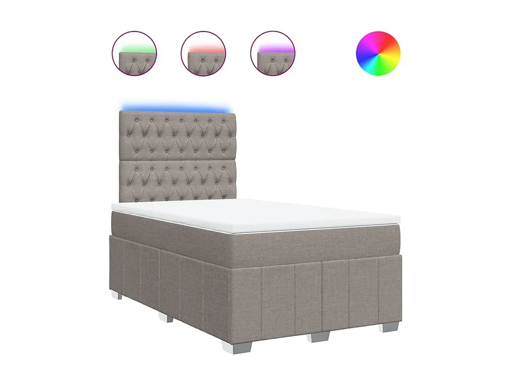 Cama boxspring com colchão 120x190cm tecido castanho-acinzentado