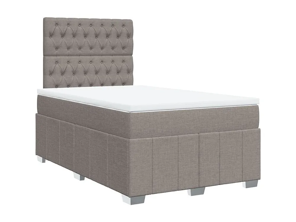 Cama boxspring com colchão 120x190cm tecido castanho-acinzentado
