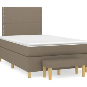 Cama boxspring com colchão 120x190cm tecido castanho-acinzentado
