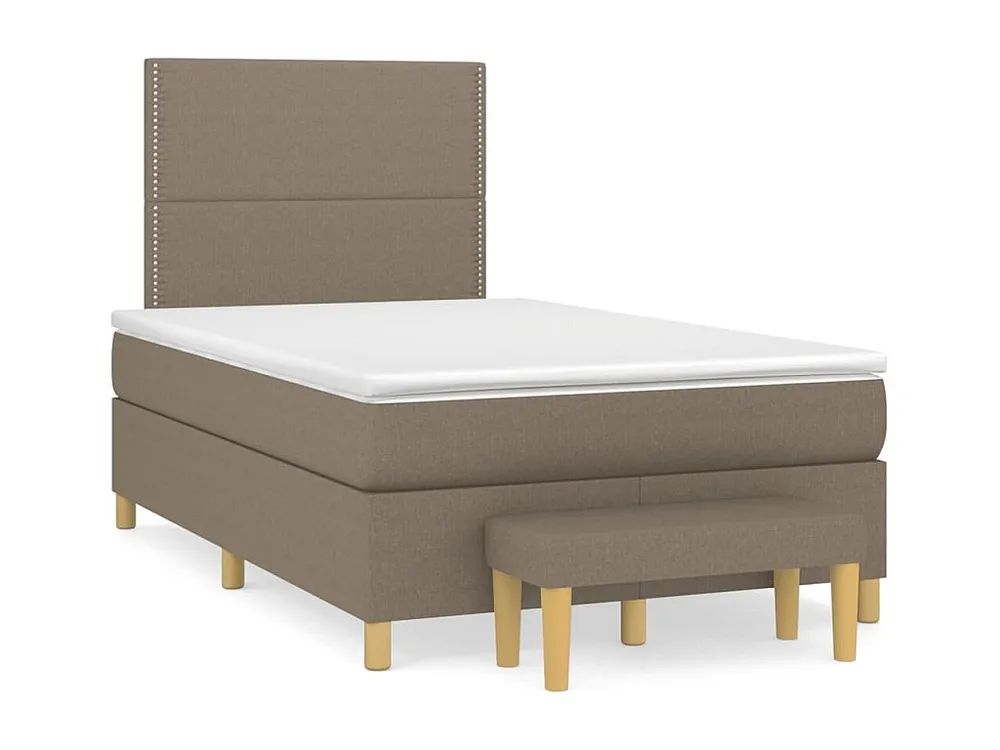 Cama boxspring com colchão 120x190cm tecido castanho-acinzentado