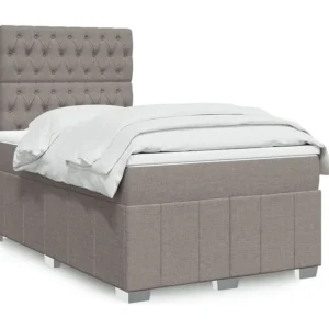 Cama boxspring com colchão 120x190cm tecido castanho-acinzentado