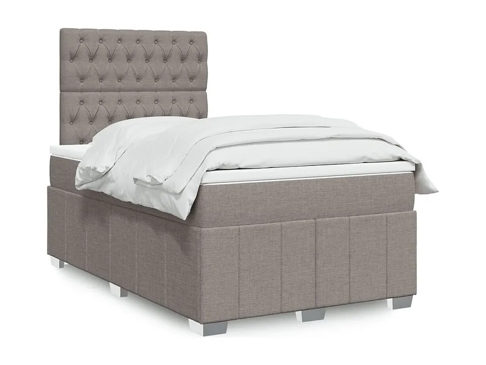 Cama boxspring com colchão 120x190cm tecido castanho-acinzentado