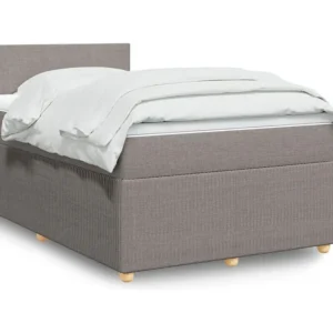 Cama boxspring com colchão 120x190cm tecido castanho-acinzentado