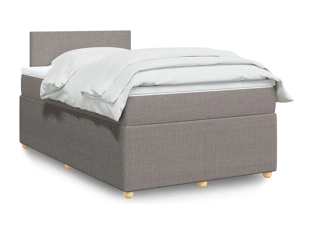 Cama boxspring com colchão 120x190cm tecido castanho-acinzentado