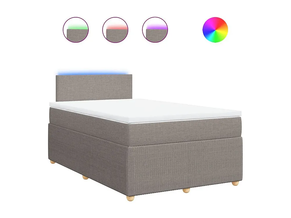 Cama boxspring com colchão 120x190cm tecido castanho-acinzentado