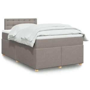 Cama boxspring com colchão 120x190cm tecido castanho-acinzentado
